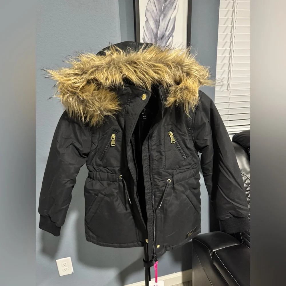 Justice Black Jacket with Faux Fur Lining